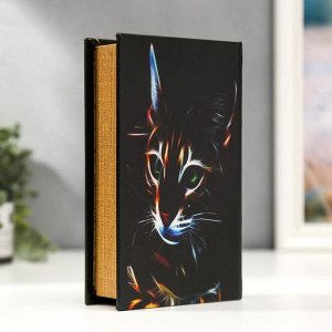 Сейф-книга дерево кожзам "Кошка в лучах лазера" 21х13х5 см