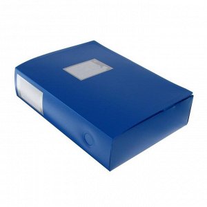 Папка-короб архивная, корешок 80 мм, пластик 0.8 мм, Calligrata вырубная застежка, синяя