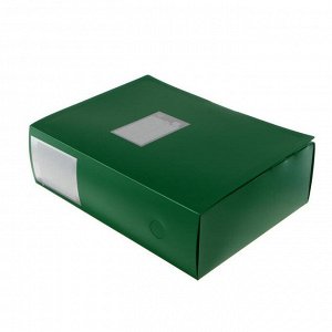 Папка-короб архивная, корешок 100 мм, пластик 0.8 мм, Calligrata вырубная застежка, зелёная