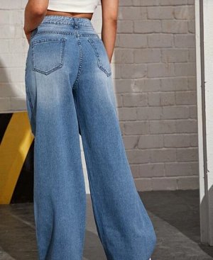 Рваные широкие джинсы без сумки