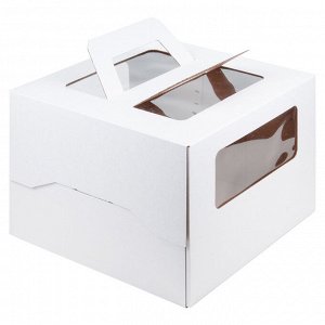Коробка для торта с ручкой 30х30х22 см