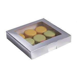 Коробка для десертов с окном Белая 19х19х3 см