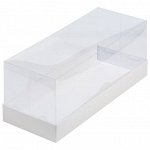 Коробка для кекса и рулета Прозрачная/Белая 30х12х12 см