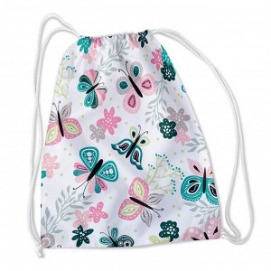 Сумка-рюкзак Разноцветные бабочки на белом фоне