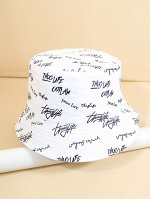 Двусторонняя шляпа-ведро с текстовым узором