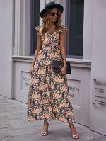 С оборками Цветочный принт Бохо Платье