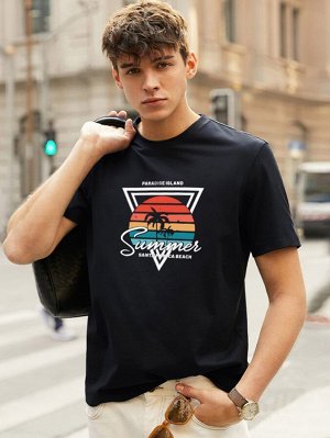Лозунг Повседневный Мужские футболки