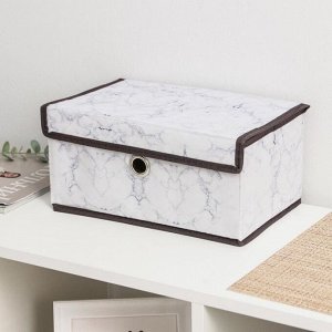 Короб для хранения с крышкой «Мрамор», 30x19x14 см, цвет белый