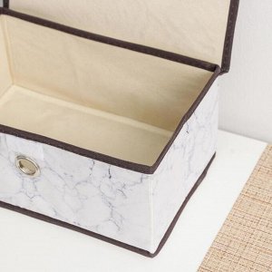 Короб для хранения с крышкой «Мрамор», 30*19*14 см, цвет белый