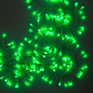 Гирлянда «Нить» 3 м мишура с шариками, IP44, тёмная нить, 288 LED, свечение зелёное, 220 В