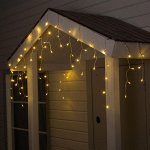 Гирлянда &quot;Бахрома&quot; 3 х 0.6 м , IP44, УМС, прозрачная нить, 72 LED, свечение тёплое белое, фиксинг, 24 В