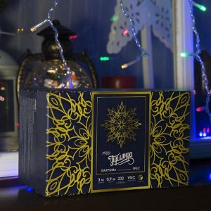 Гирлянда «Бахрома» 3 ? 0.9 м, IP44, УМС, прозрачная нить, 232 LED, свечение мульти, 220 В