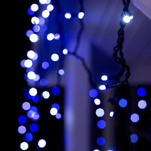 Гирлянда «Бахрома» 4 x 0.6 м, IP44, тёмная нить, 180 LED, свечение бело-синее, мигание, 220 В