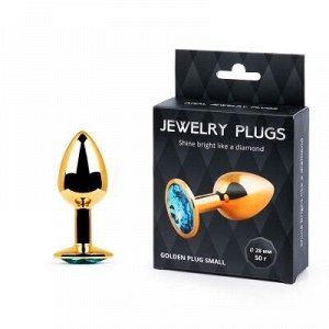 GOLDEN PLUG SMALL (втулка анальная) цвет кристалла голубой, L 72 мм, D 28 мм