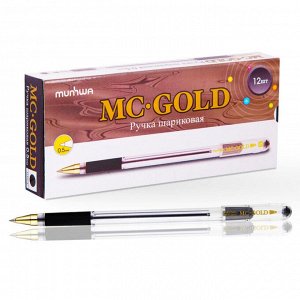 Ручка шариковая MunHwa MC Gold черная, 0,5мм, грип, 207857