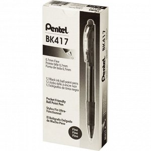 Ручка шариковая автоматическая PENTEL BK417-А рез.манж.черн ст. 0...