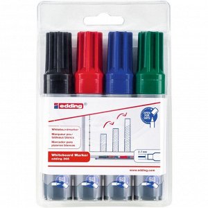 Набор маркеров для белых досок EDDING 365, 2-7 мм, 4 цвета в ПВХ ...