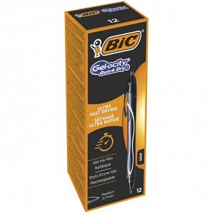 Ручка гелевая BIC Gelocity Quick Dry черный,автомат.0,35мм,прорез...