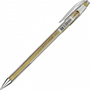 Ручка гелевая неавтоматическая золото металлик CROWN, 0,7мм...