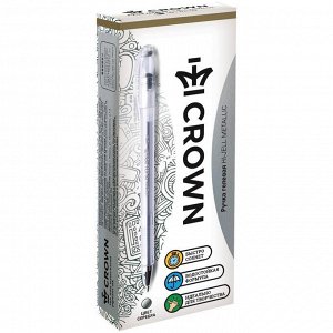 Ручка гелевая неавтоматическая серебро металлик CROWN, 0,7мм...