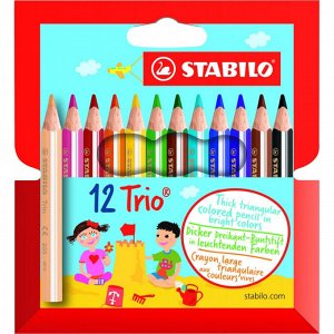 Карандаши цветные 12цв 3-гран Stabilo Trio thick short 205/12-01...