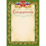 Благодарность (с гербом и флагом, рамка лавровый лист) (уп. 40 шт...