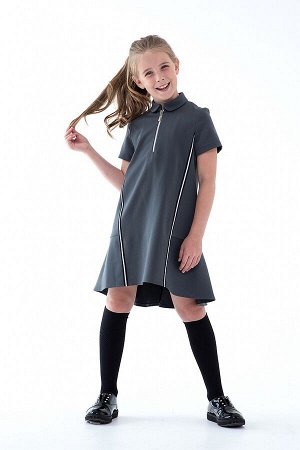 Серое школьное платье, модель 0152
