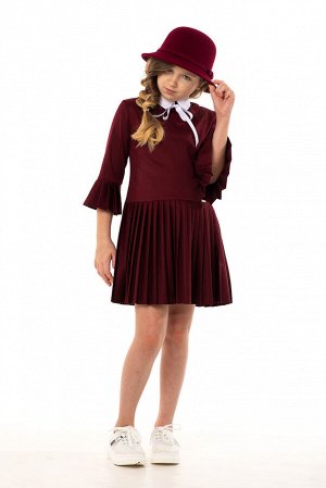 Бордовое школьное платье, модель 0164
