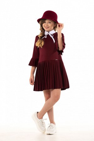 Бордовое школьное платье, модель 0164