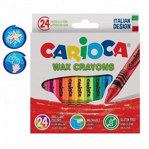 Bruno Visconti Мелки восковые 24 цвета Carioca &quot;Wax Crayons&quot; 95 мм, диаметр 8 мм, круглые, в картонной коробке