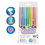 Фломастеры 8 цветов, Carioca &quot;Pastel&quot;, пастельная палитра, смываемые, нетоксичные чернила, европодвес