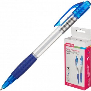 Ручка шариковая Attache Happy, прозрачн. корп, синяя, масляные че...