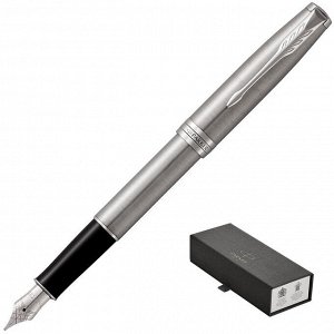 Ручка перьевая PARKER SONNET STAINLESS STEEL СT 2 черных картрид ...