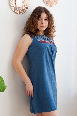 Ночная сорочка майка из кулирки Лисандра индиго