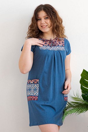 Туника женская из кулирки Лисандра индиго