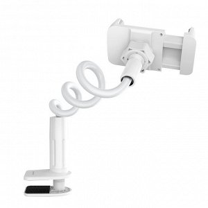 Держатель настольный для смартфона BOROFONE BH23 Bright for mobile, 4.5"- 6.5", белый, зажимной, гибкий кронштейн 52-90мм