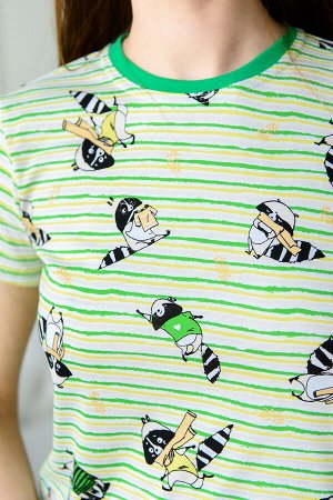 Пижама подростковая из футболки и бридж из кулирки Локки зеленый