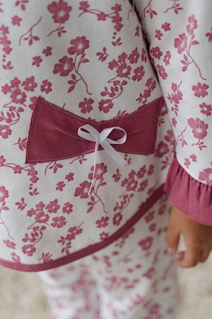 Пижама детская Катя розовые цветы на белом
