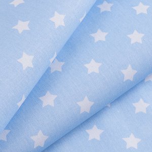 Ткань поплин 150 см 390/3 Звездочки цвет голубой