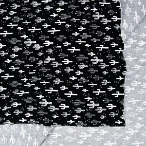 Ткань кулирка R2031-V1 Кактусы цвет черный