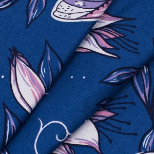 Ткань кулирка R4147-V4 Цветы на синем