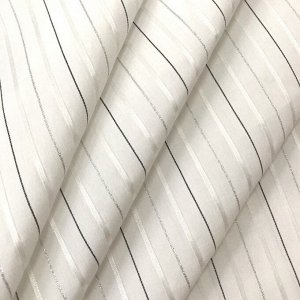 Рубашечная ткань на отрез с люрексом 22-10 Полоса цвет белый