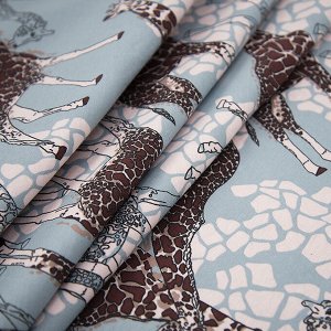 Ткань кулирка R4209-V2 Жирафы цвет голубой