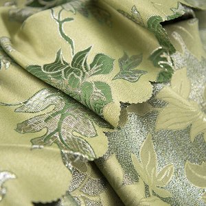 Портьерная ткань с люрексом 150 см H627 цвет 4 зелёный цветы