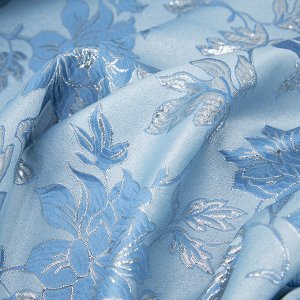 Портьерная ткань с люрексом 150 см H627 цвет 5 голубой цветы