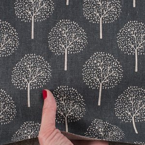 Ткань на отрез лен TBY-DJ-22 Деревья цвет серый