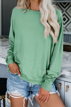 Зеленый свободный пуловер-свитшот