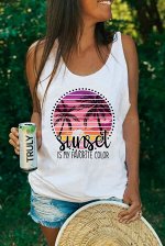 Белая майка с принтом &quot;закат&quot; и надписью: Sunset Is My Favorite Color