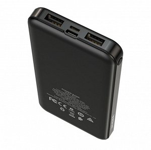 Внешний аккумулятор Borofone BT27 Sea 10000mAh (USB*2) (black) (поврежденная упаковка)