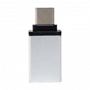 Адаптер OTG Type-C/USB  папа-мама  (silver)